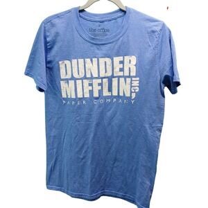 The Office Dunder Mifflin Paper Company Graphic T Shirt Men's Medium Blue